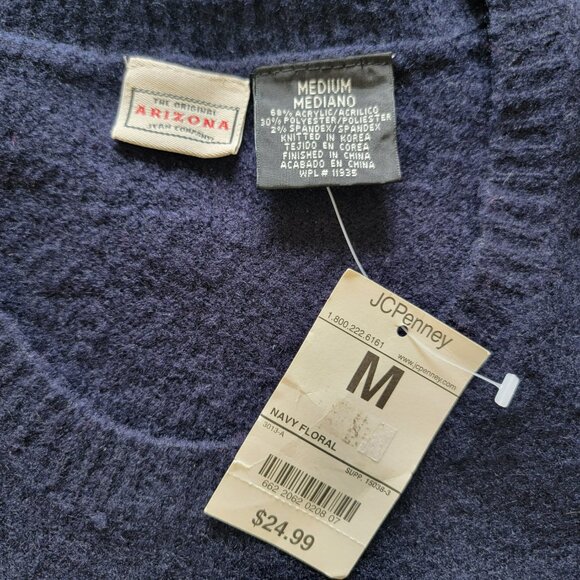 Vintage Arizona Jean Women M Fuzzy Floral Sweater Vest NWT 90s Y2K Cottagecore - Picture 2 of 10